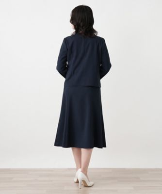 刺繍ノーカラースーツ【セレモニー】【Leilian WHITE