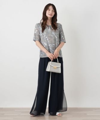 ペイズリー柄クルーネックカットソー【Leilian WHITE