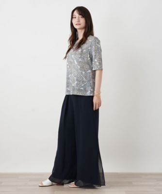ペイズリー柄クルーネックカットソー【Leilian WHITE