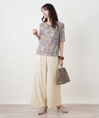 ペイズリー柄クルーネックカットソー【Leilian WHITE
