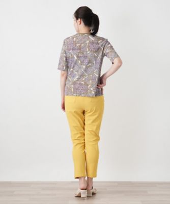 ペイズリー柄クルーネックカットソー【Leilian WHITE