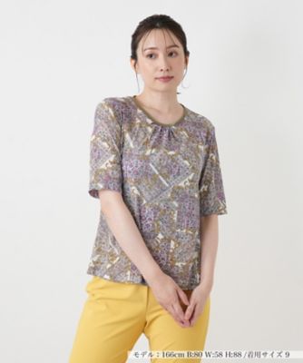 ＜Leilian (Women)＞ペイズリー柄クルーネックカットソー【Ｌｅｉｌｉａｎ　ＷＨＩＴＥ　ＬＡＢＥＬ】