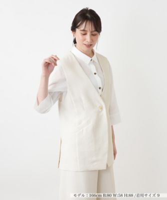 Vネックセミロングベスト【Leilian WHITE LABEL