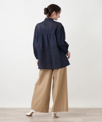 アイレットレースブラウス【Leilian WHITE LABEL