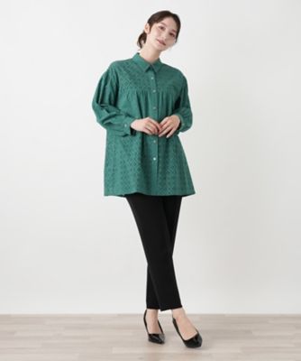 アイレットレースブラウス【Leilian WHITE LABEL