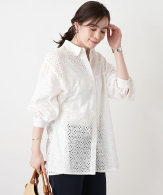 アイレットレースブラウス【Leilian WHITE LABEL