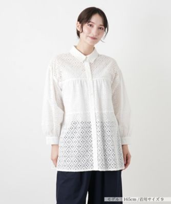 アイレットレースブラウス アイレットレースブラウス【Leilian WHITE LABEL