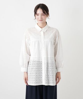 アイレットレースブラウス【Leilian WHITE LABEL