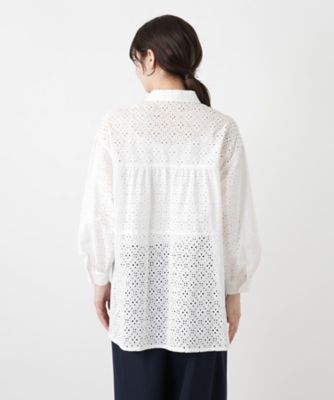 アイレットレースブラウス【Leilian WHITE LABEL