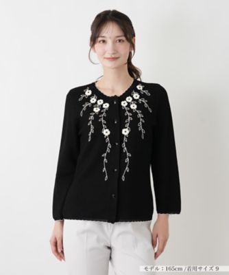 ＜Leilian (Women)＞フラワー刺繍カーディガン【ＣＯＲＳＩＮＩ　＆　ＰＲＯＴＩ】