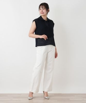 透かし編み切替ニットポロシャツ | Leilian (Women)/レリアン | 三越