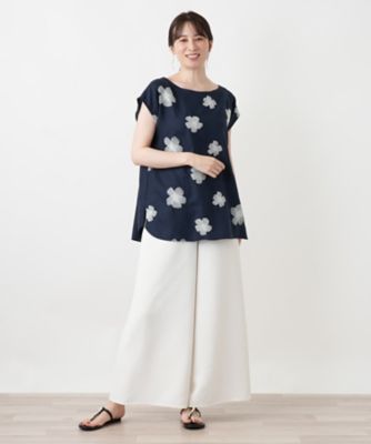 花柄刺繍フレンチスリーブブラウス【ROSSO35】 | Leilian