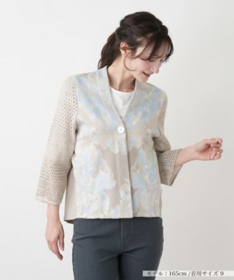 ＜Leilian (Women)＞切替ノーカラーＶネックジャケット