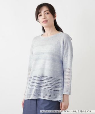 ＜Leilian (Women)＞編地切替ボーダーラメニット