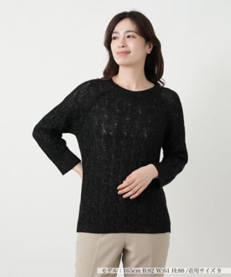 カシミヤ混ラメクルーネックニット【BARNA】 | Leilian (Women