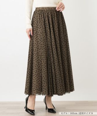 ＜BOURGE (Women)＞ドット柄ギャザーロングスカート【ＢＯＵＲＧＥ】