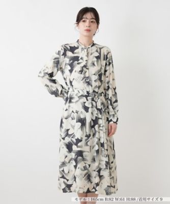 ＜BOURGE (Women)＞ラッフルボウタイプリントワンピース