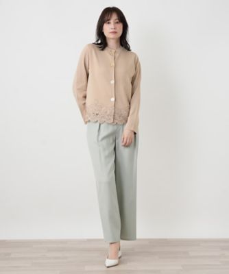 レースレイヤードクルーネックカーディガン | BOURGE (Women