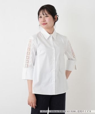 ＜Leilian (Women)＞レース切替七分袖ブラウス