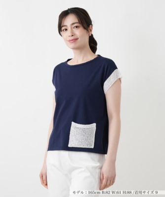 ＜Leilian (Women)＞透かし編み切替フレンチスリーブニット