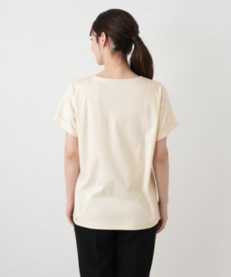 刺繍風レースプリントVネックTシャツ【MUSE BY ROCHAS