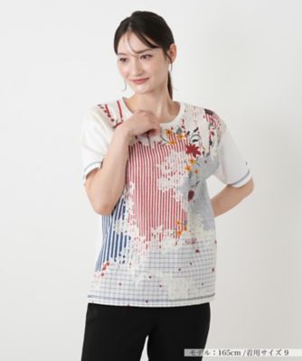 ＜Leilian (Women)＞鍵レース刺繍風プリントＴシャツ【ＭＵＳＥ　ＢＹ　ＲＯＣＨＡＳ　Ｐｒｅｍｉｅｒｅ】