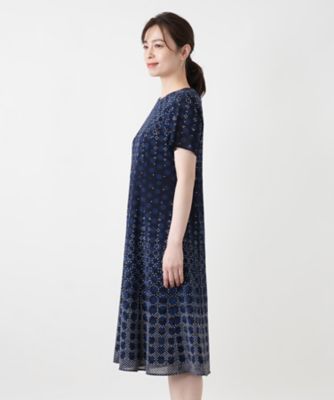 Leilian 総柄ワンピース 半袖 ロング丈 ドット柄 ブルー B2307 ドット柄フレアワンピース | Leilian (Women)/レリアン | 三越伊勢丹