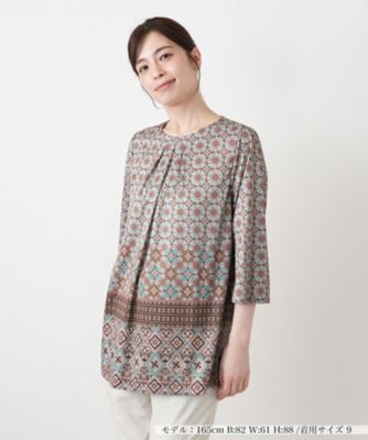 幾何学柄七分袖ブラウス | Leilian (Women)/レリアン | 三越伊勢丹 