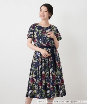 接触冷感】洗えるボタニカル柄フレアワンピース | Leilian (Women