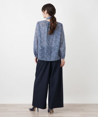 leilianレリアン 総柄シャツ ブラウス　S 9号　幾何学柄　ウール 幾何学柄ブラウス|レリアン | レリアン公式オンラインストア
