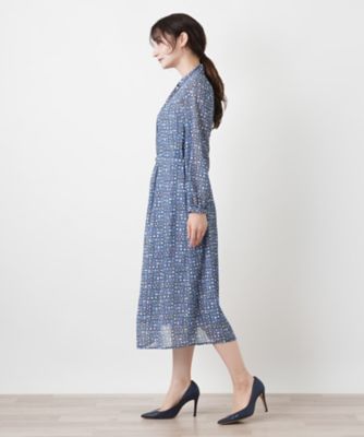 幾何学柄フレアワンピース【Leilian WHITE LABEL