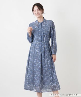 未使用級♡ Leilian 近年モデル ロングワンピース 花柄 3L〜4L相当 幾何学柄フレアワンピース【Leilian WHITE LABEL