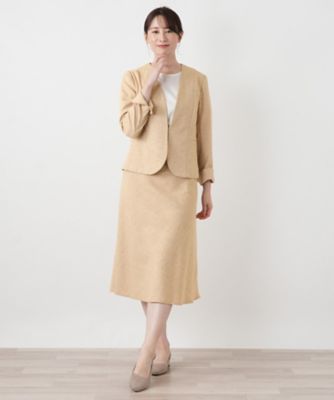 Vネックノーカラージャケット【Leilian WHITE LABEL