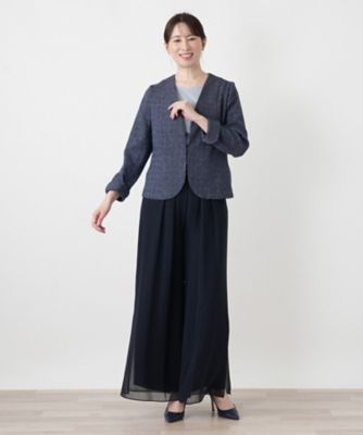 Vネックノーカラージャケット【Leilian WHITE LABEL
