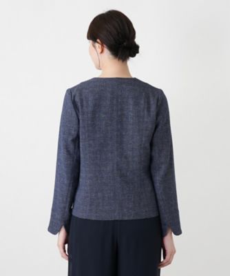 Vネックノーカラージャケット【Leilian WHITE LABEL