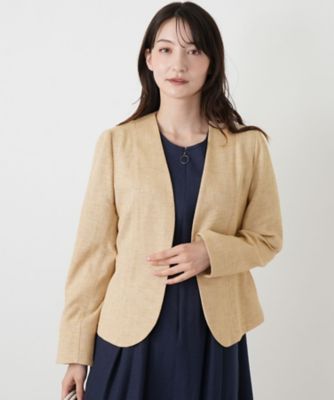 Vネックノーカラージャケット【Leilian WHITE LABEL