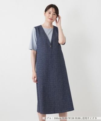 極美品 23年♡レリアン プラスハウス Vネックジャンパースカート 濃紺 13+ Vネックジャンパースカート【Leilian WHITE LABEL