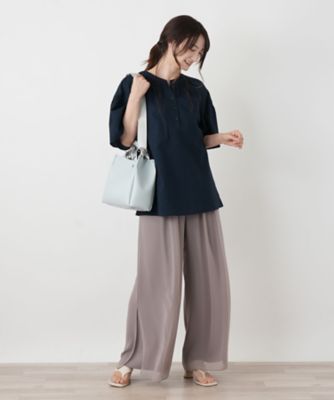 【新品】定価39,600円　レリアン　シャーリングネックブラウス　ピンク　13＋ ヘンリーネックブラウス | Leilian (Women)/レリアン | 三越伊勢丹
