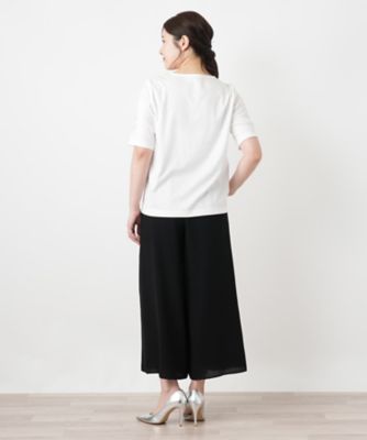 新品タグ付き　Leilian WHITE LABEL七分袖クルーネックカットソー 刺繍クルーネックカットソー【Leilian WHITE LABEL