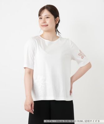 刺繍クルーネックカットソー【Leilian WHITE LABEL