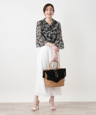 総レースフレアスリーブブラウス【Leilian WHITE