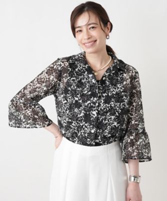 総レースフレアスリーブブラウス【Leilian WHITE