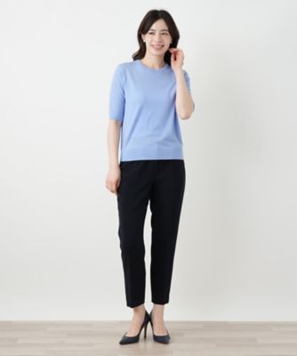 五分袖クルーネックニット【Leilian WHITE LABEL