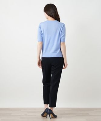 五分袖クルーネックニット【Leilian WHITE LABEL