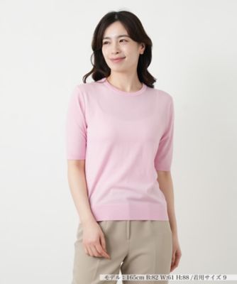 五分袖クルーネックニット【Leilian WHITE LABEL