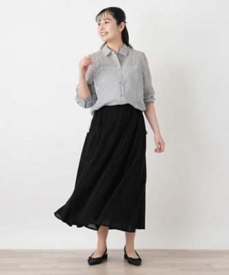 刺繍ストライプブラウス【Leilian WHITE LABEL
