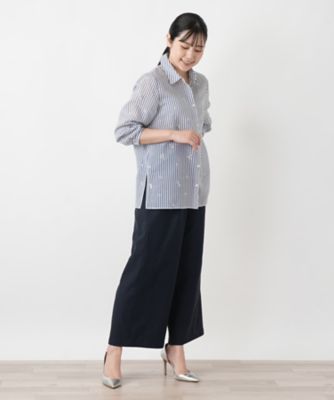 刺繍ストライプブラウス【Leilian WHITE LABEL