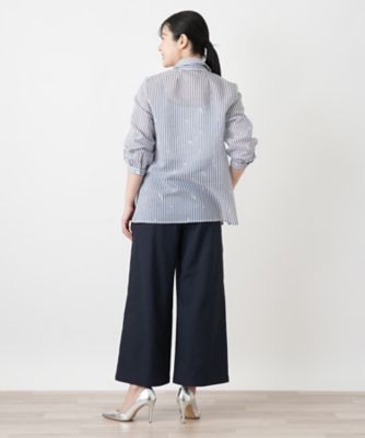 刺繍ストライプブラウス【Leilian WHITE LABEL