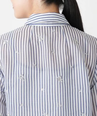 刺繍ストライプブラウス【Leilian WHITE LABEL