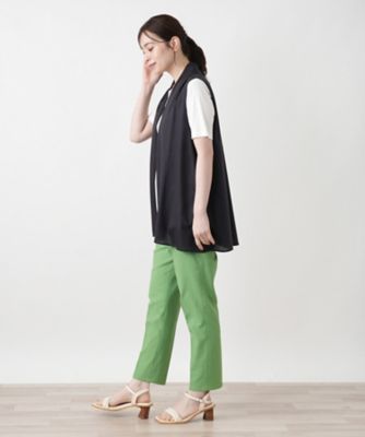 接触冷感】洗えるドレープベスト【Leilian WHITE